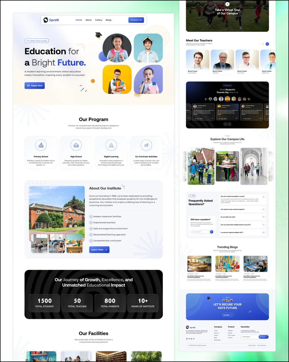 Bridgeway Academy: education institute website and portal